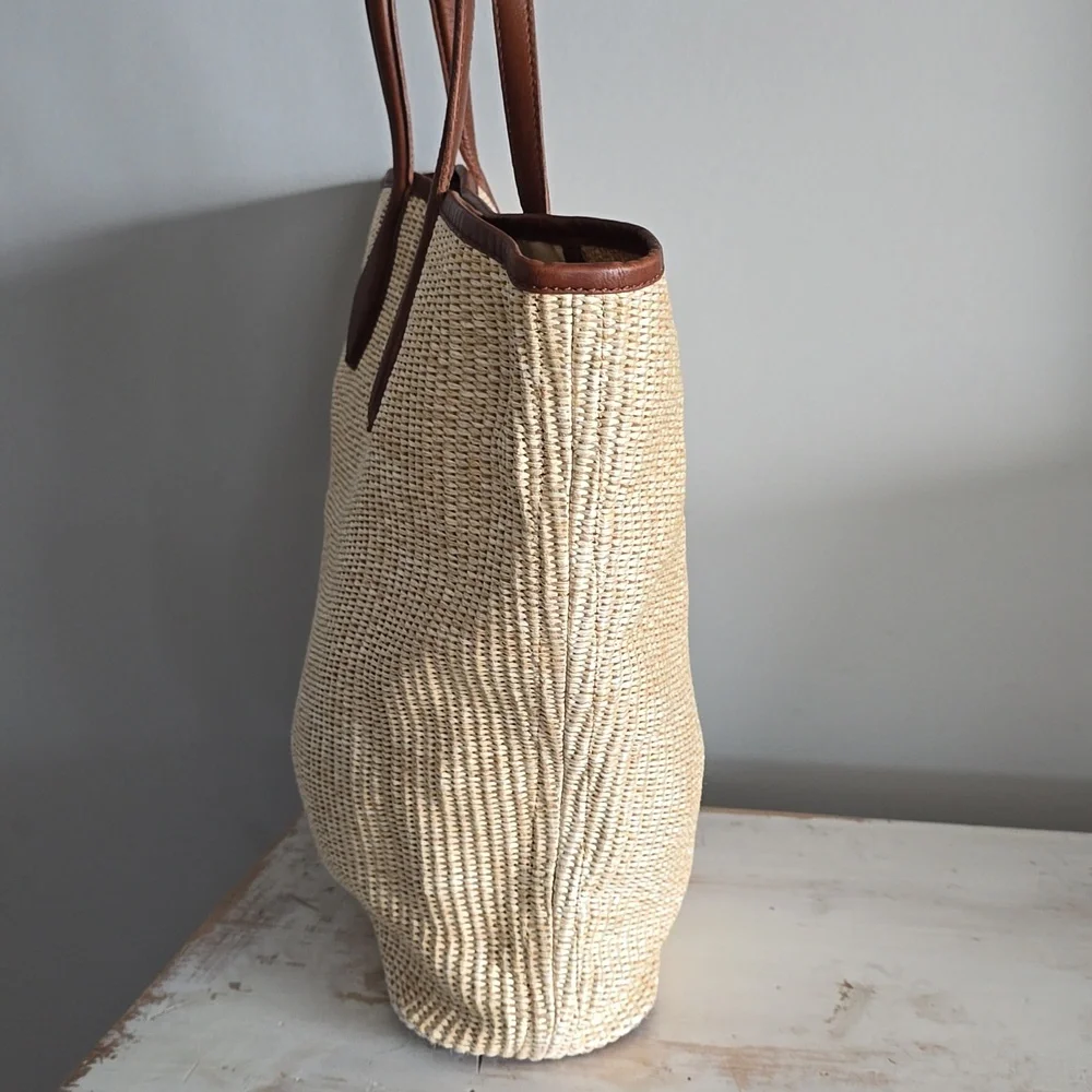 Madewell The Leather-Trimmed Straw Tote In Rustic Twig Multi - Picture 9 of 15
